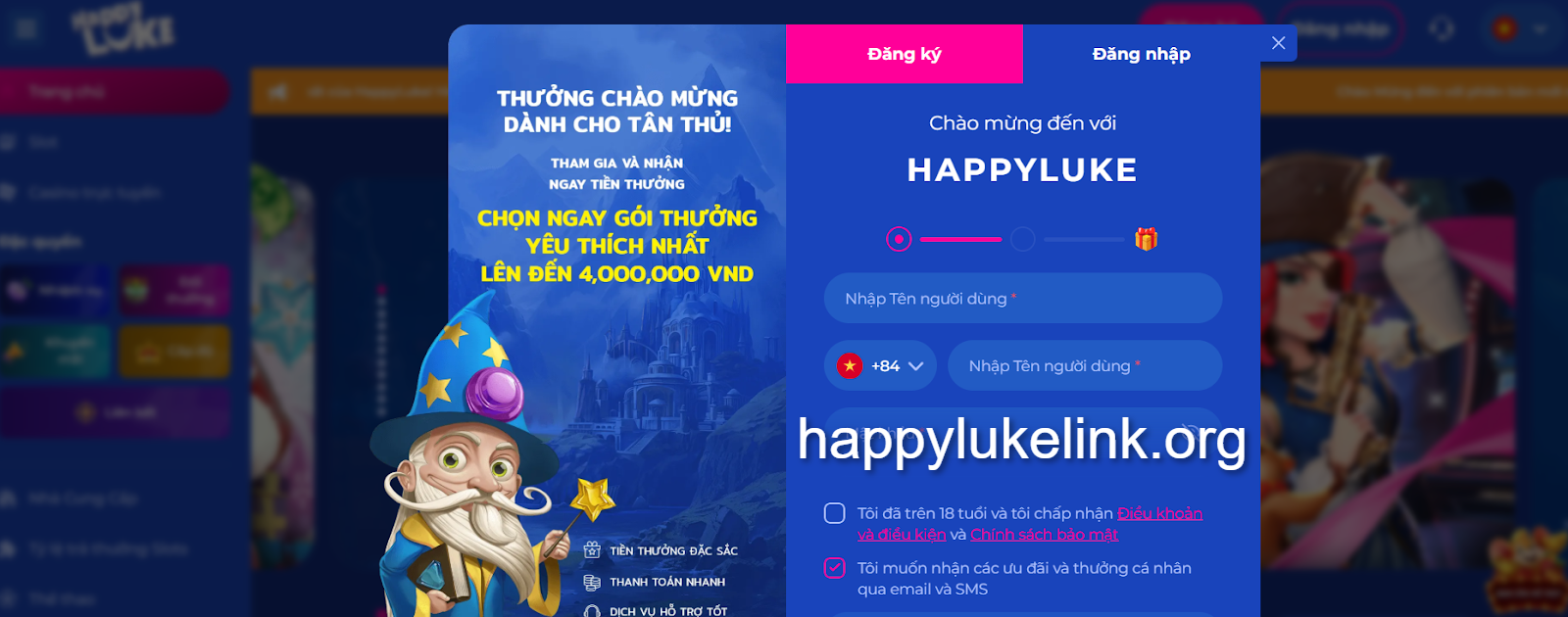 Cung cấp đầy đủ thông tin vào phiếu đăng ký để tạo tài khoản Happyluke